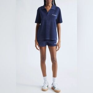 Sporty & Rich Navy Terry Polo Top